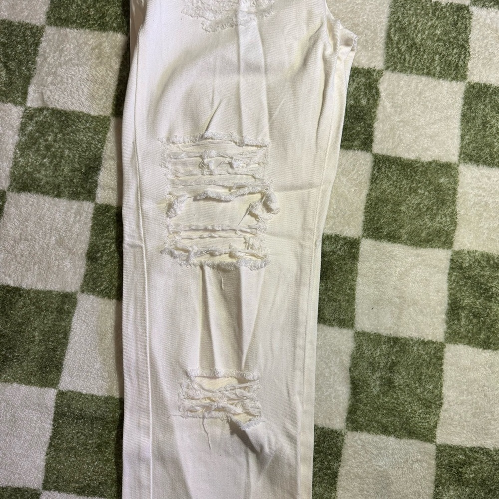 NWOT BP Nordstrom White Heavily Distressed Slim Straight Jeans Size 31 - Picture 8 of 10